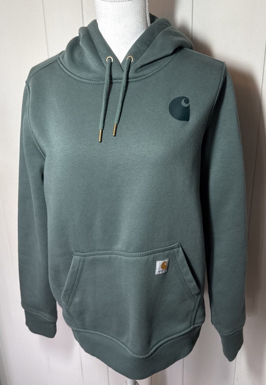 Carhartt Relaxed Fit Logo Sleeve Graphic Hooded Sweatshirt Green M 8-10 UU